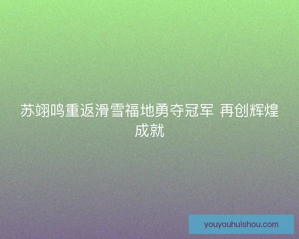 苏翊鸣重返滑雪福地勇夺冠军 再创辉煌成就